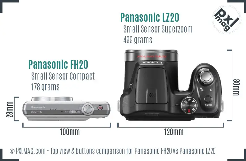 Panasonic FH20 vs Panasonic LZ20 top view buttons comparison