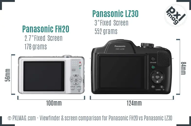 Panasonic FH20 vs Panasonic LZ30 Screen and Viewfinder comparison