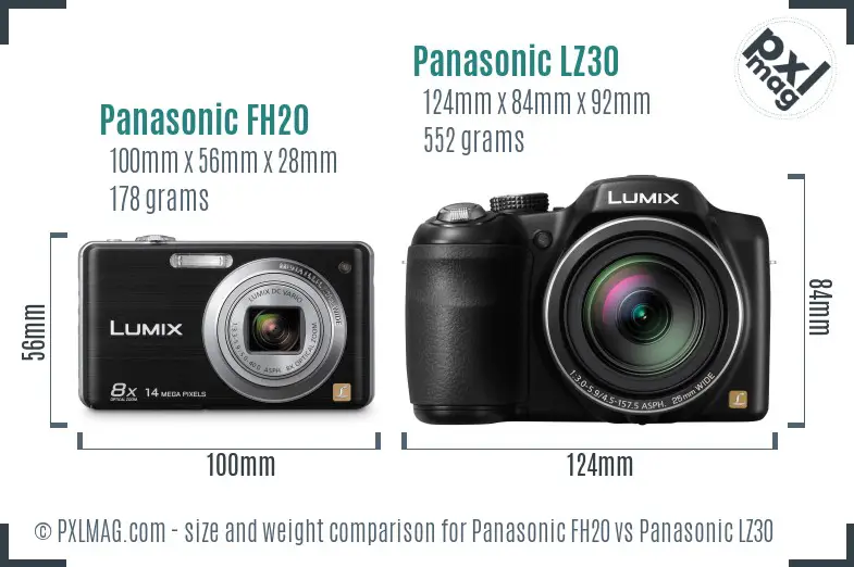Panasonic FH20 vs Panasonic LZ30 size comparison