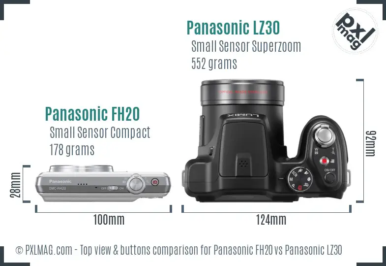 Panasonic FH20 vs Panasonic LZ30 top view buttons comparison