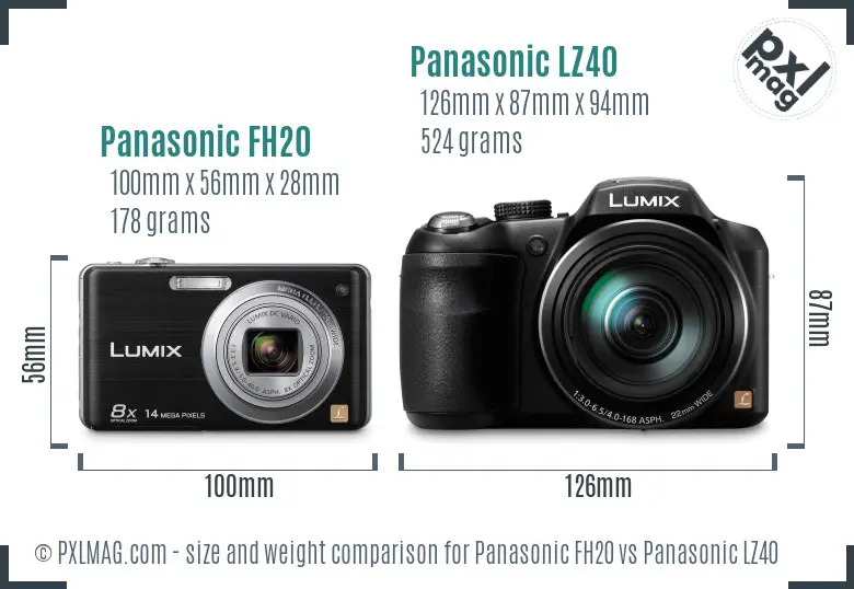 Panasonic FH20 vs Panasonic LZ40 size comparison Panasonic FH20 vs Panasonic LZ40 size comparison