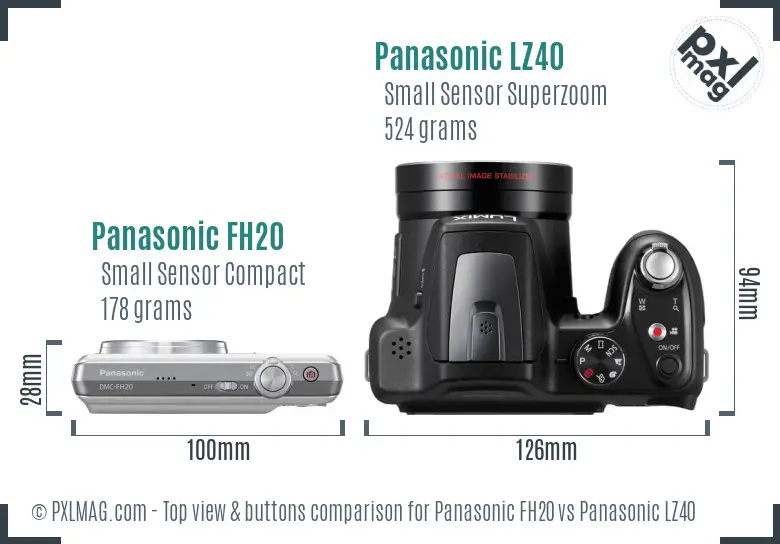 Panasonic FH20 vs Panasonic LZ40 top view buttons comparison Panasonic FH20 vs Panasonic LZ40 top view buttons comparison