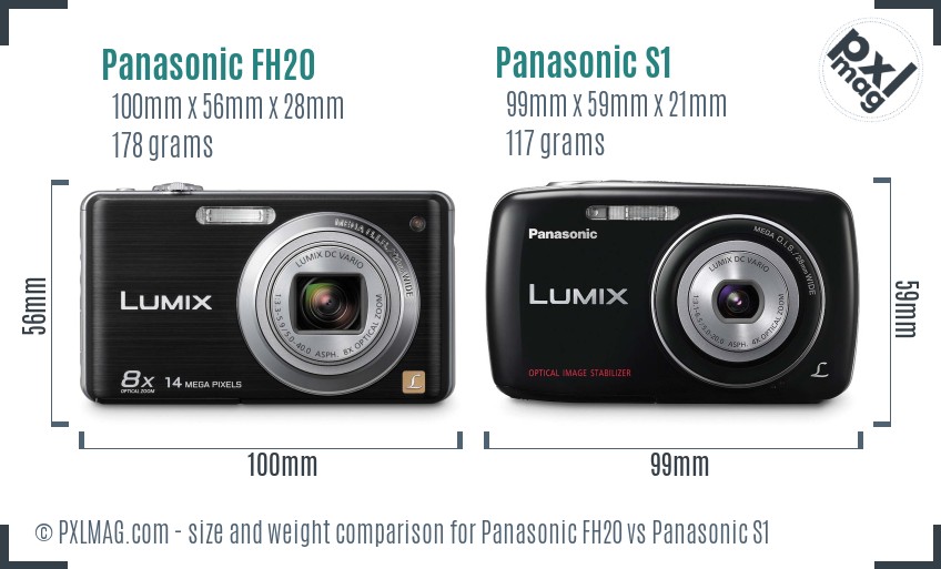 Panasonic FH20 vs Panasonic S1 size comparison