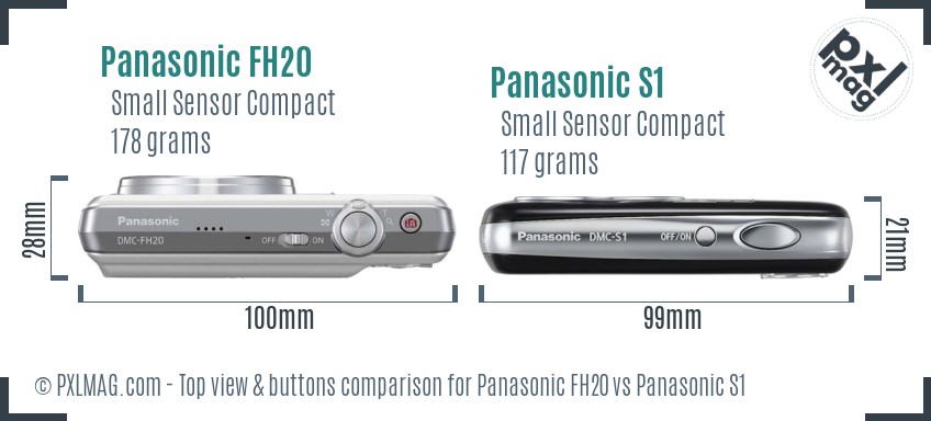 Panasonic FH20 vs Panasonic S1 top view buttons comparison