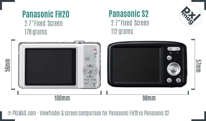 Panasonic FH20 vs Panasonic S2 Screen and Viewfinder comparison