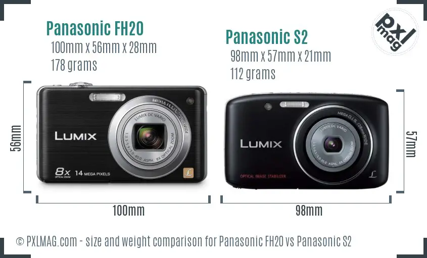 Panasonic FH20 vs Panasonic S2 size comparison