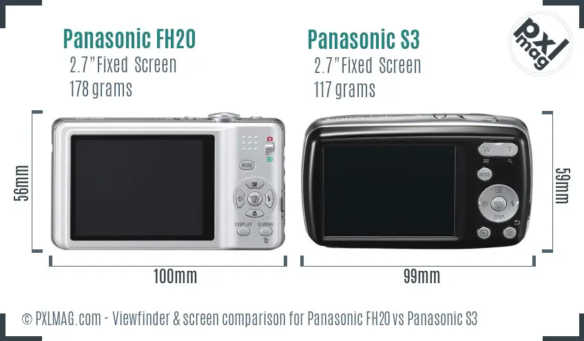 Panasonic FH20 vs Panasonic S3 Screen and Viewfinder comparison Panasonic FH20 vs Panasonic S3 Screen and Viewfinder comparison