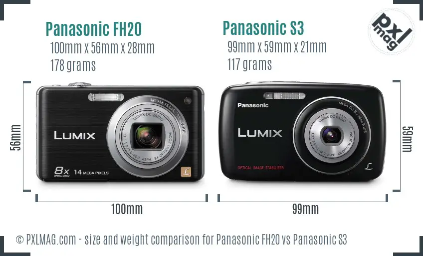 Panasonic FH20 vs Panasonic S3 size comparison Panasonic FH20 vs Panasonic S3 size comparison