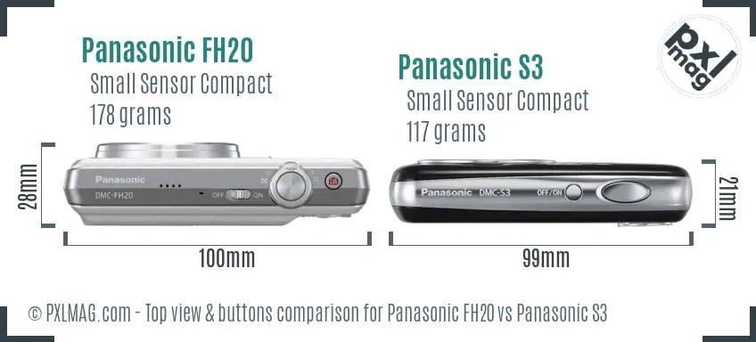 Panasonic FH20 vs Panasonic S3 top view buttons comparison Panasonic FH20 vs Panasonic S3 top view buttons comparison