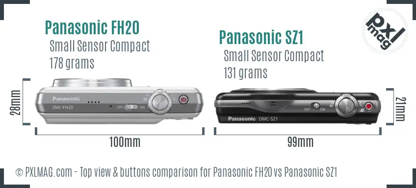 Panasonic FH20 vs Panasonic SZ1 top view buttons comparison