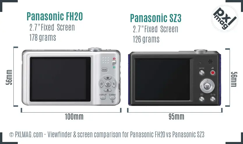 Panasonic FH20 vs Panasonic SZ3 Screen and Viewfinder comparison