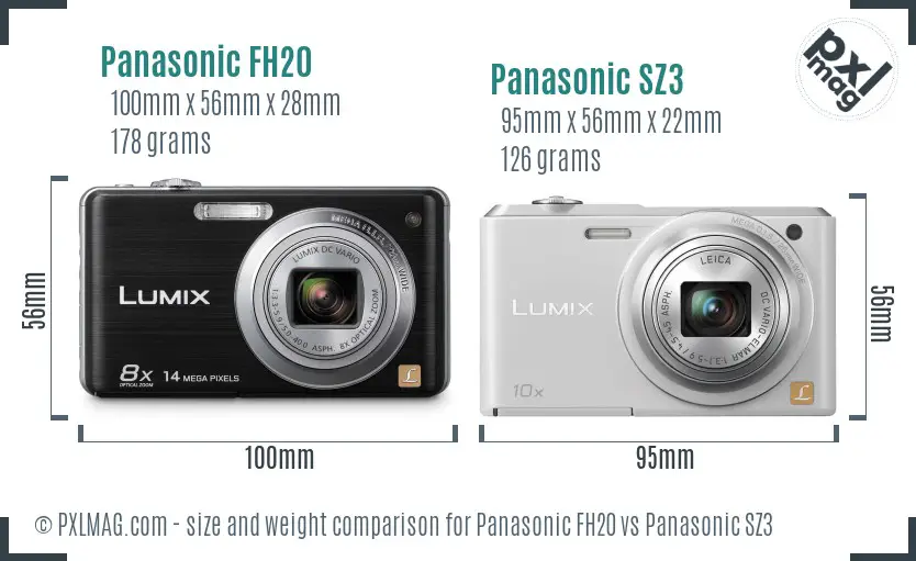 Panasonic FH20 vs Panasonic SZ3 size comparison