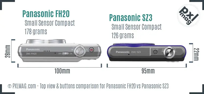 Panasonic FH20 vs Panasonic SZ3 top view buttons comparison