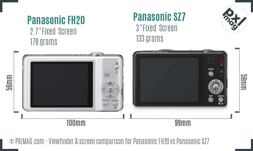 Panasonic FH20 vs Panasonic SZ7 Screen and Viewfinder comparison