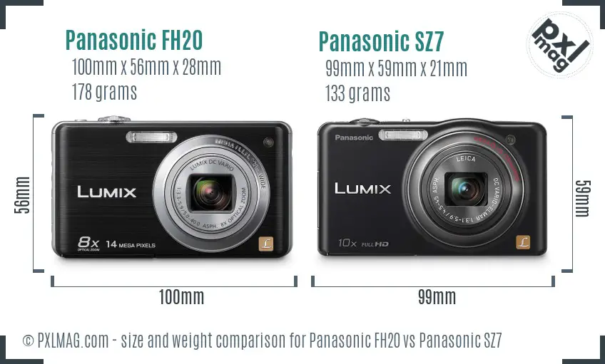 Panasonic FH20 vs Panasonic SZ7 size comparison