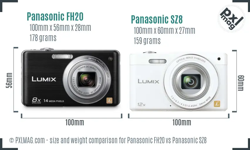Panasonic FH20 vs Panasonic SZ8 size comparison