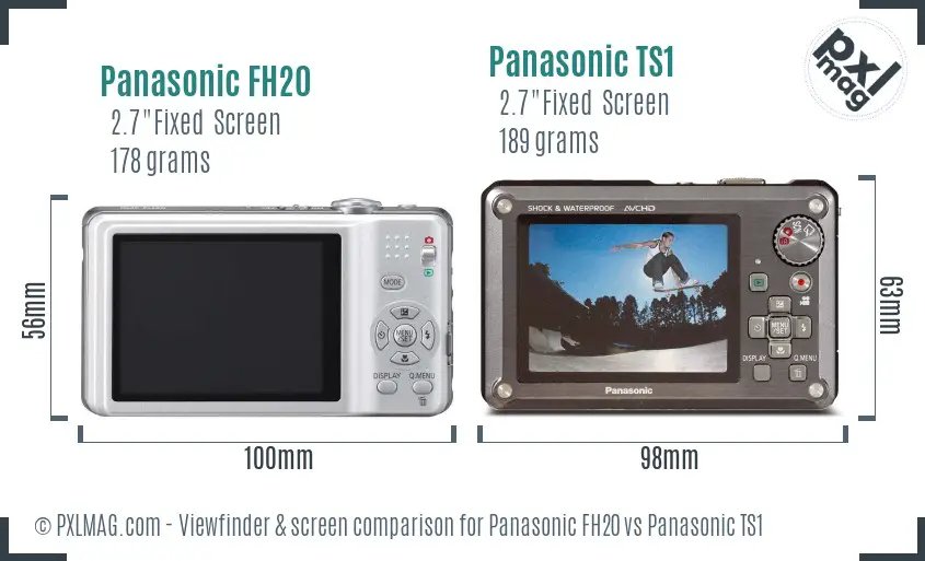 Panasonic FH20 vs Panasonic TS1 Screen and Viewfinder comparison