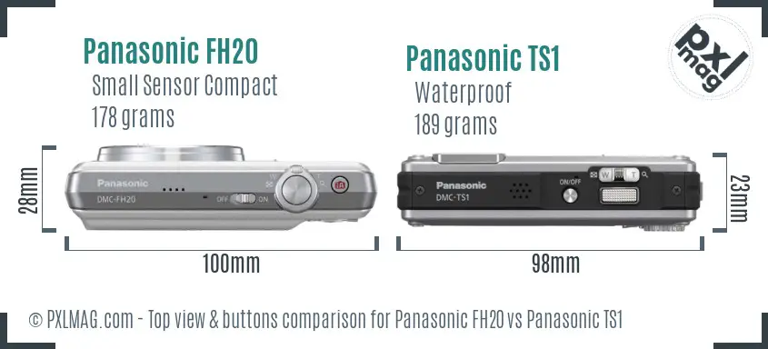 Panasonic FH20 vs Panasonic TS1 top view buttons comparison