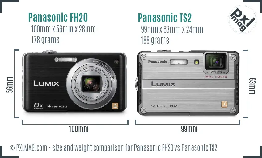 Panasonic FH20 vs Panasonic TS2 size comparison