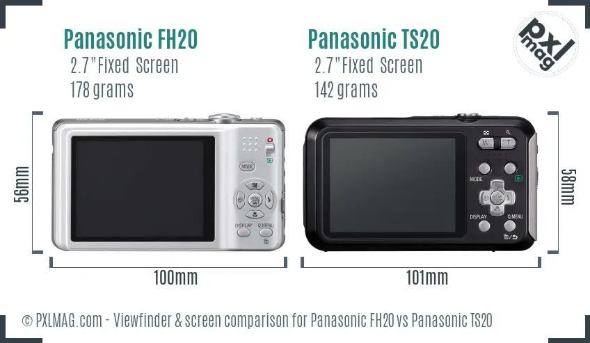Panasonic FH20 vs Panasonic TS20 Screen and Viewfinder comparison
