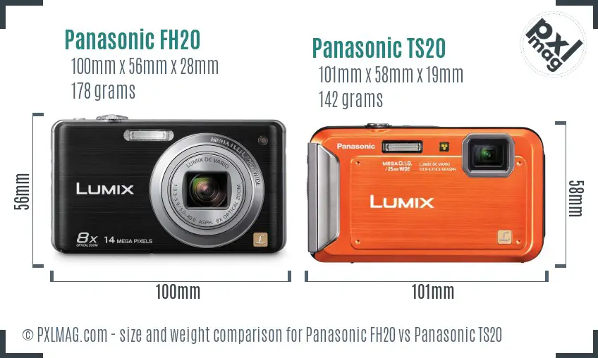 Panasonic FH20 vs Panasonic TS20 size comparison