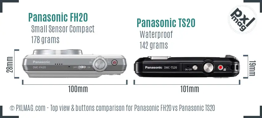 Panasonic FH20 vs Panasonic TS20 top view buttons comparison