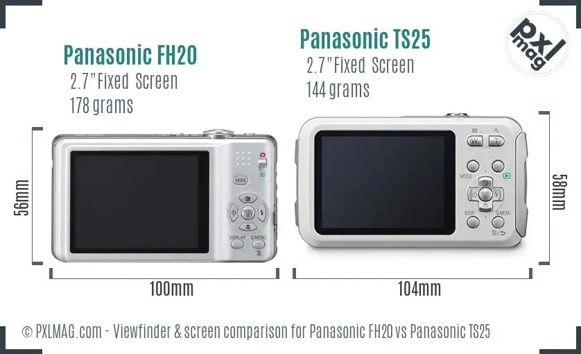 Panasonic FH20 vs Panasonic TS25 Screen and Viewfinder comparison