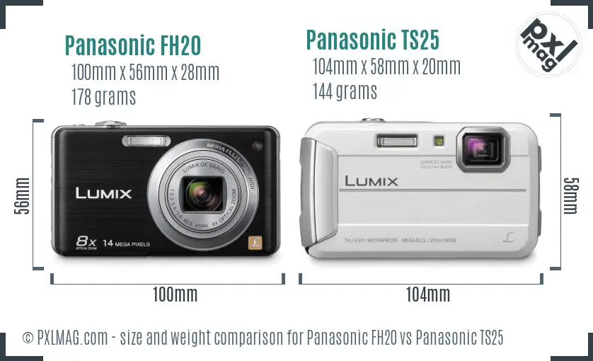 Panasonic FH20 vs Panasonic TS25 size comparison