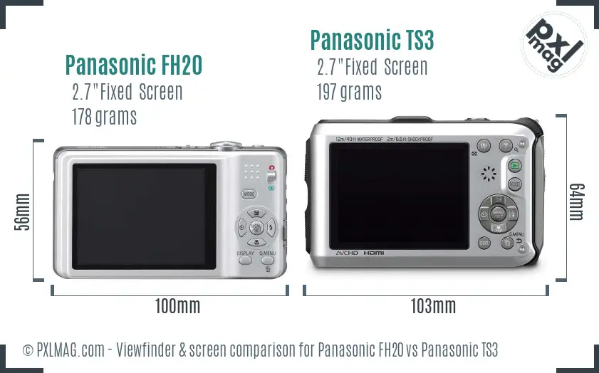 Panasonic FH20 vs Panasonic TS3 Screen and Viewfinder comparison