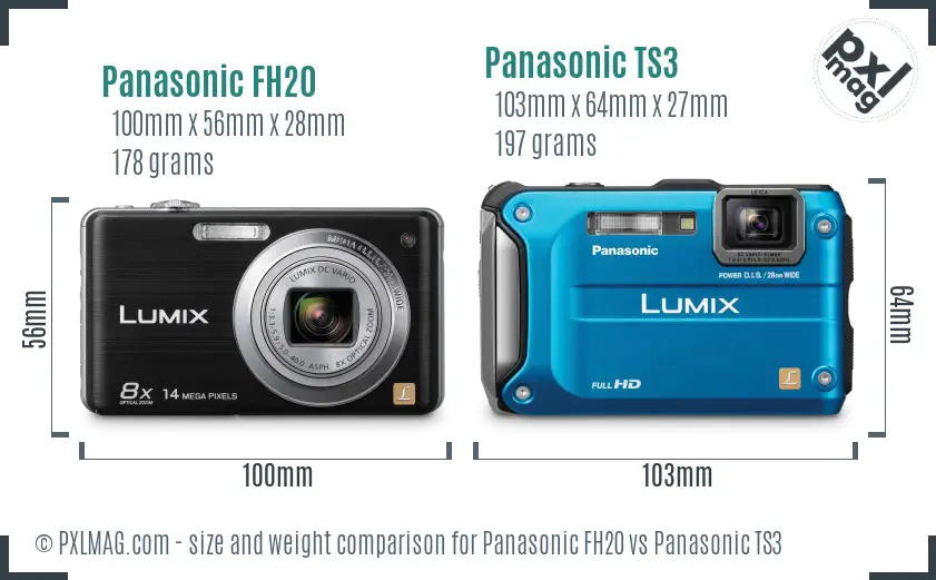 Panasonic FH20 vs Panasonic TS3 size comparison