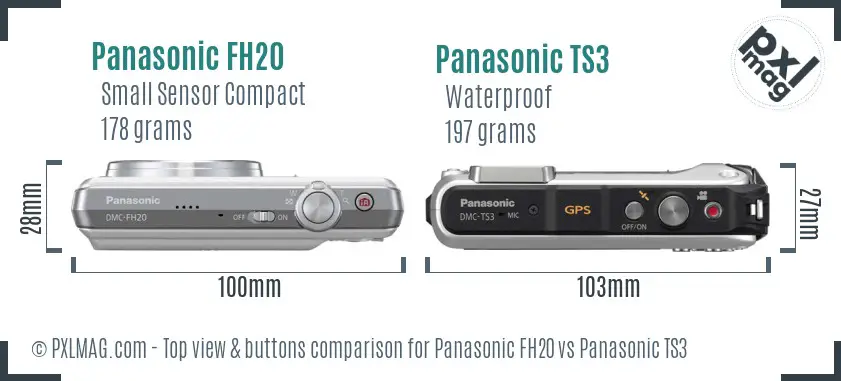 Panasonic FH20 vs Panasonic TS3 top view buttons comparison