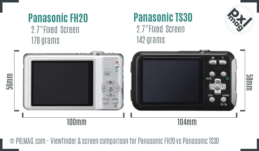 Panasonic FH20 vs Panasonic TS30 Screen and Viewfinder comparison