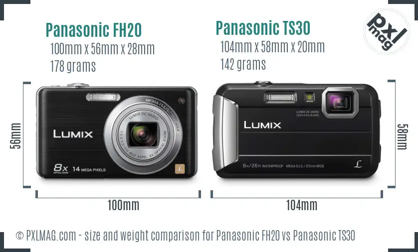 Panasonic FH20 vs Panasonic TS30 size comparison
