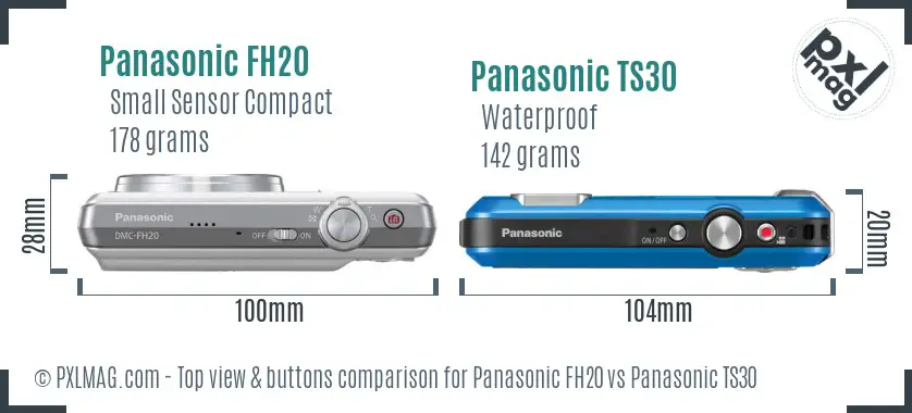 Panasonic FH20 vs Panasonic TS30 top view buttons comparison