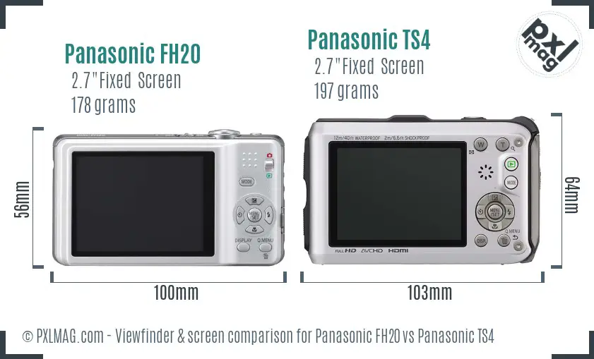 Panasonic FH20 vs Panasonic TS4 Screen and Viewfinder comparison