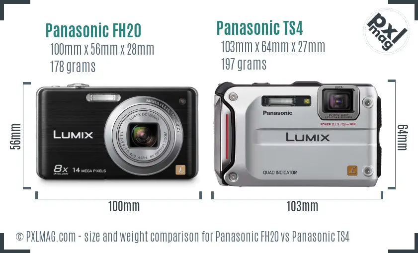 Panasonic FH20 vs Panasonic TS4 size comparison
