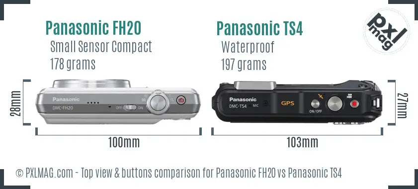 Panasonic FH20 vs Panasonic TS4 top view buttons comparison
