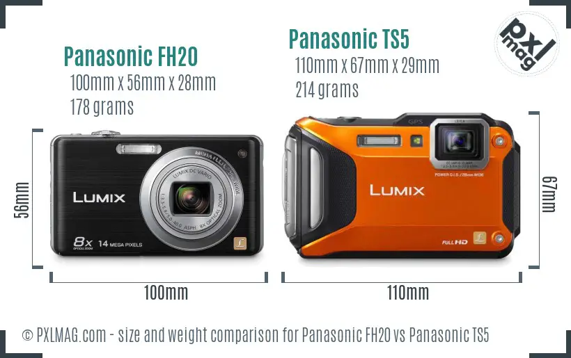 Panasonic FH20 vs Panasonic TS5 size comparison