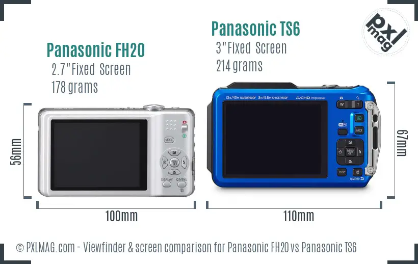 Panasonic FH20 vs Panasonic TS6 Screen and Viewfinder comparison