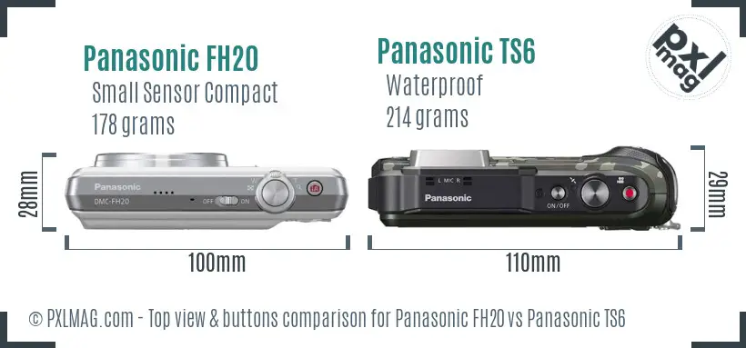 Panasonic FH20 vs Panasonic TS6 top view buttons comparison