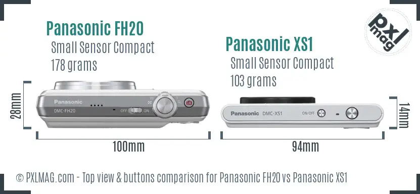 Panasonic FH20 vs Panasonic XS1 top view buttons comparison