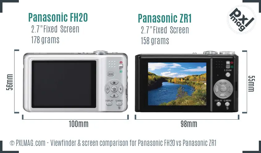 Panasonic FH20 vs Panasonic ZR1 Screen and Viewfinder comparison