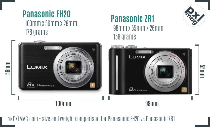 Panasonic FH20 vs Panasonic ZR1 size comparison