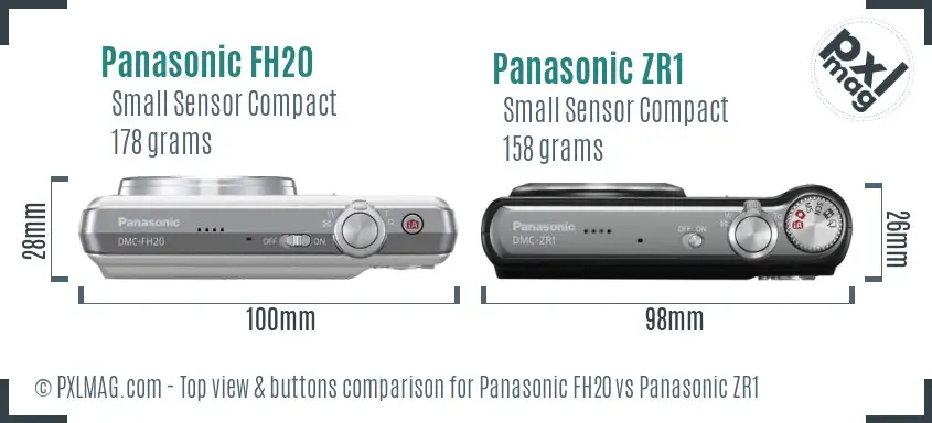 Panasonic FH20 vs Panasonic ZR1 top view buttons comparison