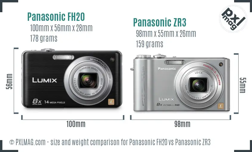 Panasonic FH20 vs Panasonic ZR3 size comparison