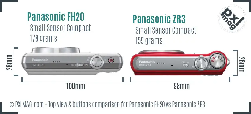 Panasonic FH20 vs Panasonic ZR3 top view buttons comparison