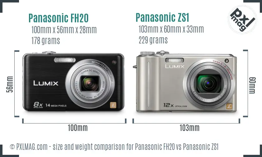 Panasonic FH20 vs Panasonic ZS1 size comparison