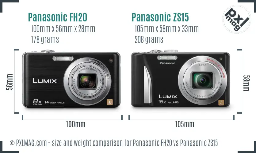 Panasonic FH20 vs Panasonic ZS15 size comparison