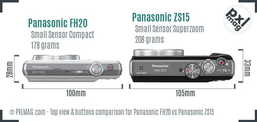 Panasonic FH20 vs Panasonic ZS15 top view buttons comparison