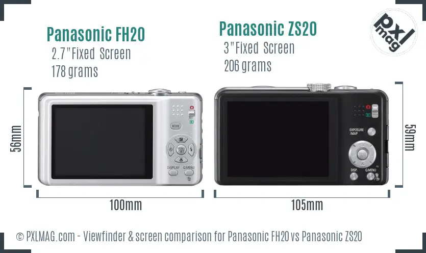 Panasonic FH20 vs Panasonic ZS20 Screen and Viewfinder comparison